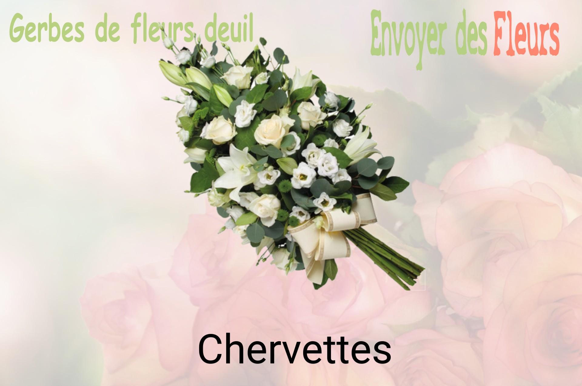 Gerbe de fleurs de deuil livrée à Chervettes